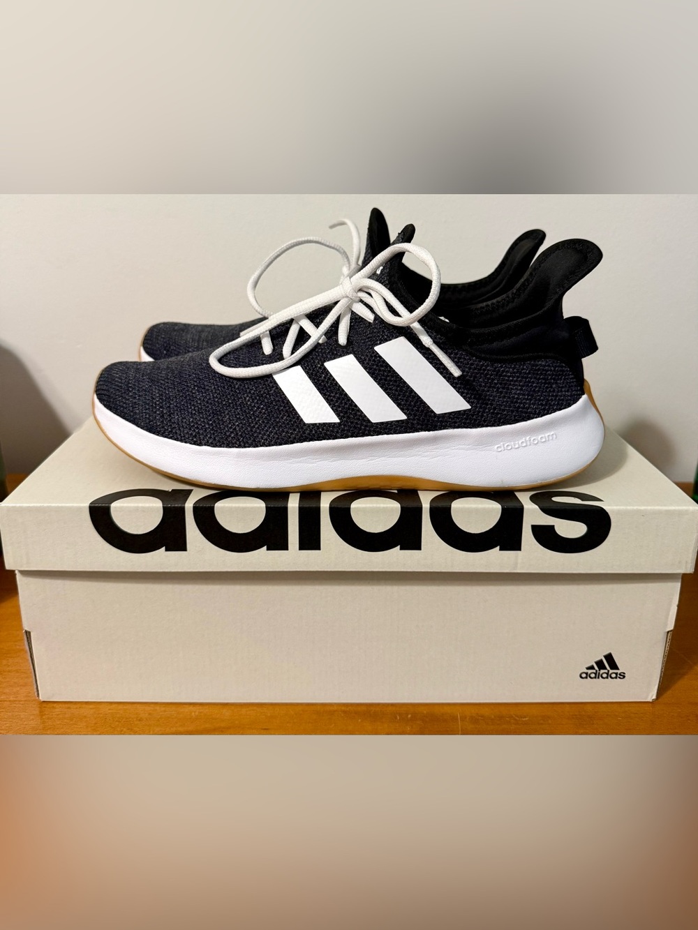 adidas Black and White Cloudfoam Sneakers